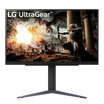 LG UltraGear gaming monitor displaying fantasy action with archer and explosion